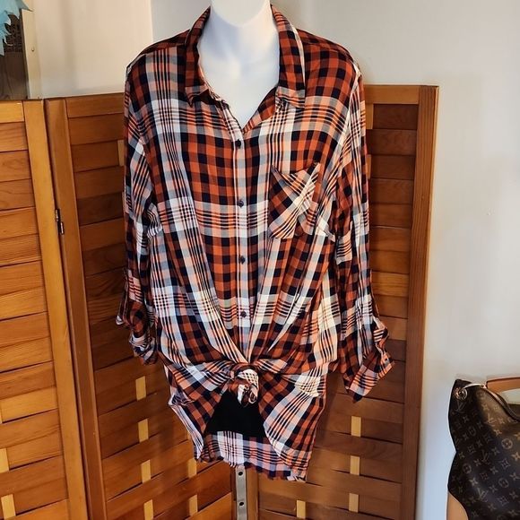 CATO brand plaid cotton button down shirt - Picture 5 of 11